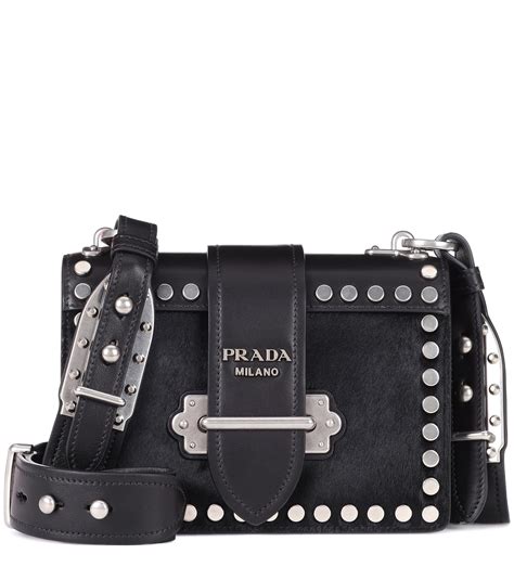 prada shoulder leather black|Prada cahier shoulder bag black.